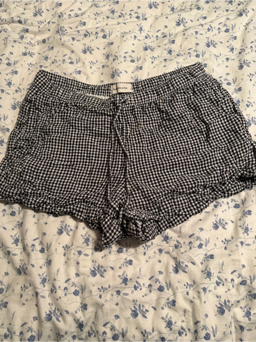 Abercrombie & Fitch Black and White Gingham Ruffle Shorts